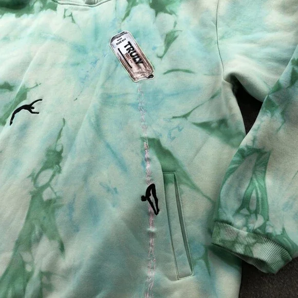 Mr Eatwell x Truly Hoodie Mens XL Tie Dye Pullover Embroidered Rose Can Drink